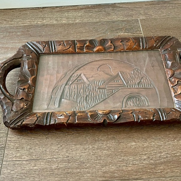 Carved Wooden Serving Tray Mexico - Picture 2 of 11